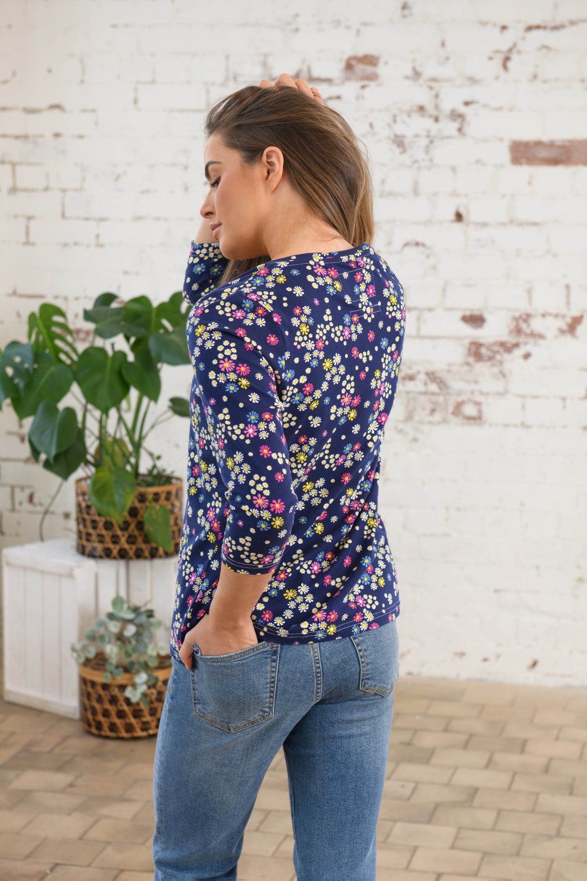 Ariana Top - Daisy Print - Lighthouse