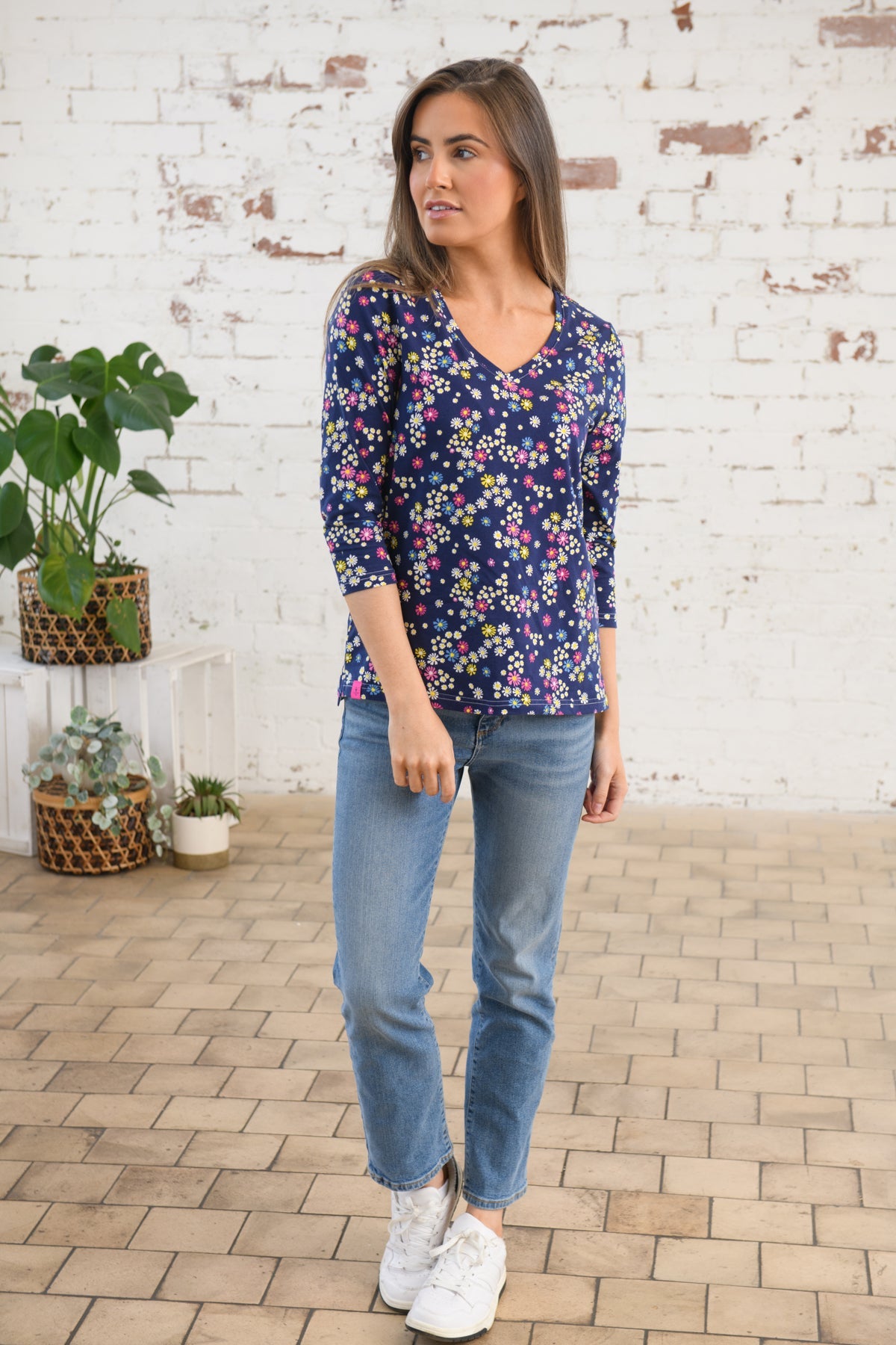 Ariana Top - Daisy Print - Lighthouse