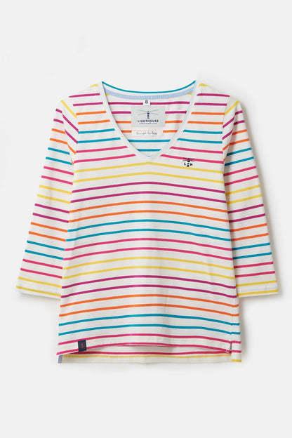 Ariana Top - Teal Pink Stripe - Lighthouse