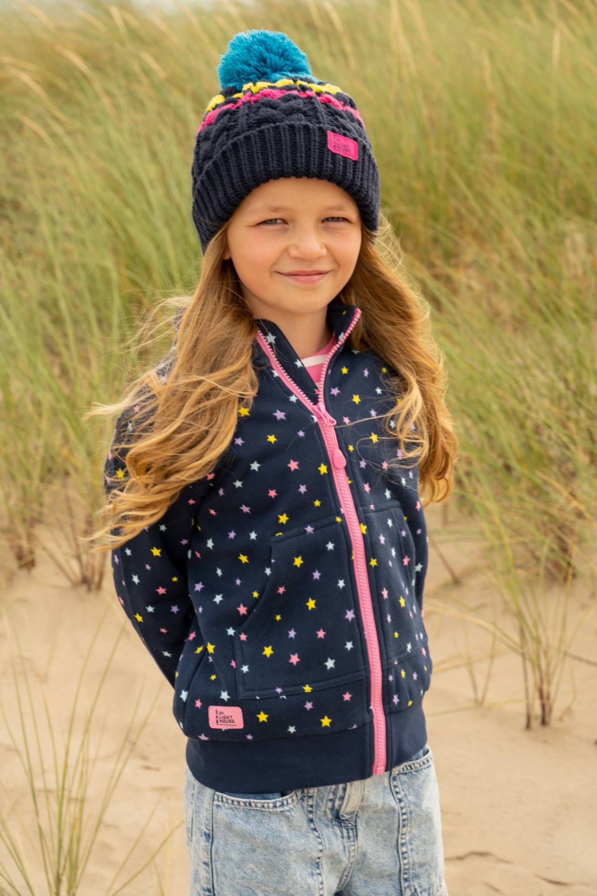 Ava Full Zip Top - Navy Star Print - Lighthouse
