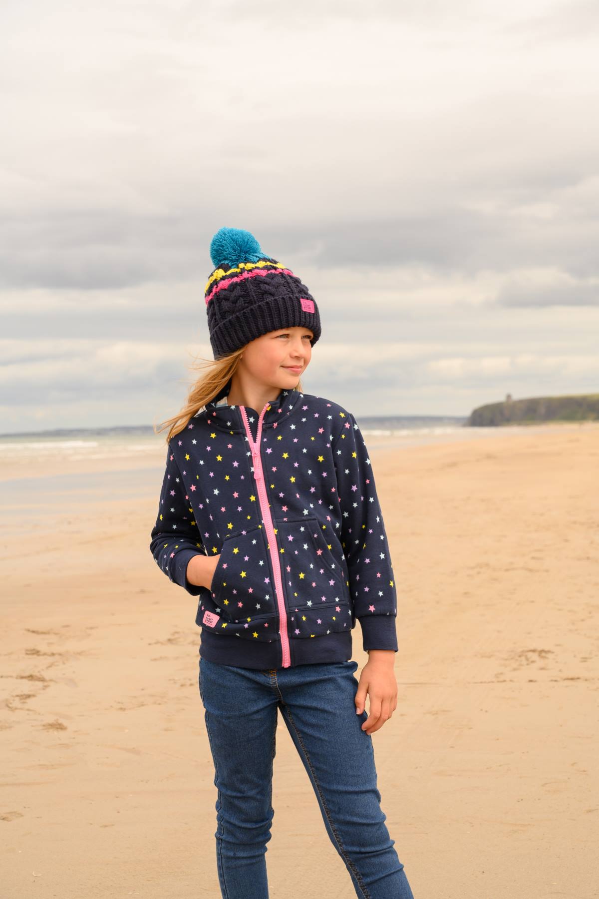Ava Full Zip Top - Navy Star Print - Lighthouse