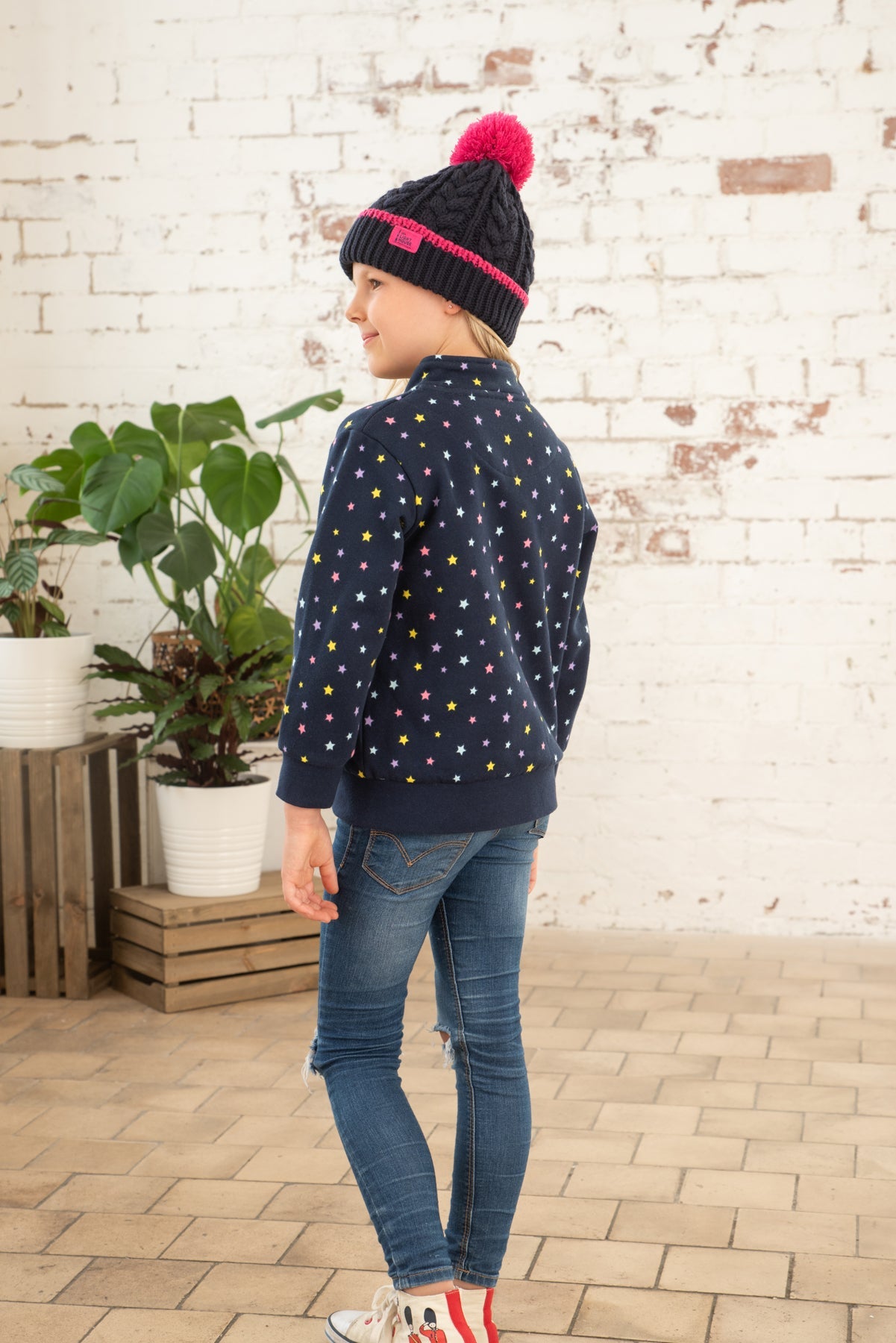 Ava Full Zip Top - Navy Star Print - Lighthouse
