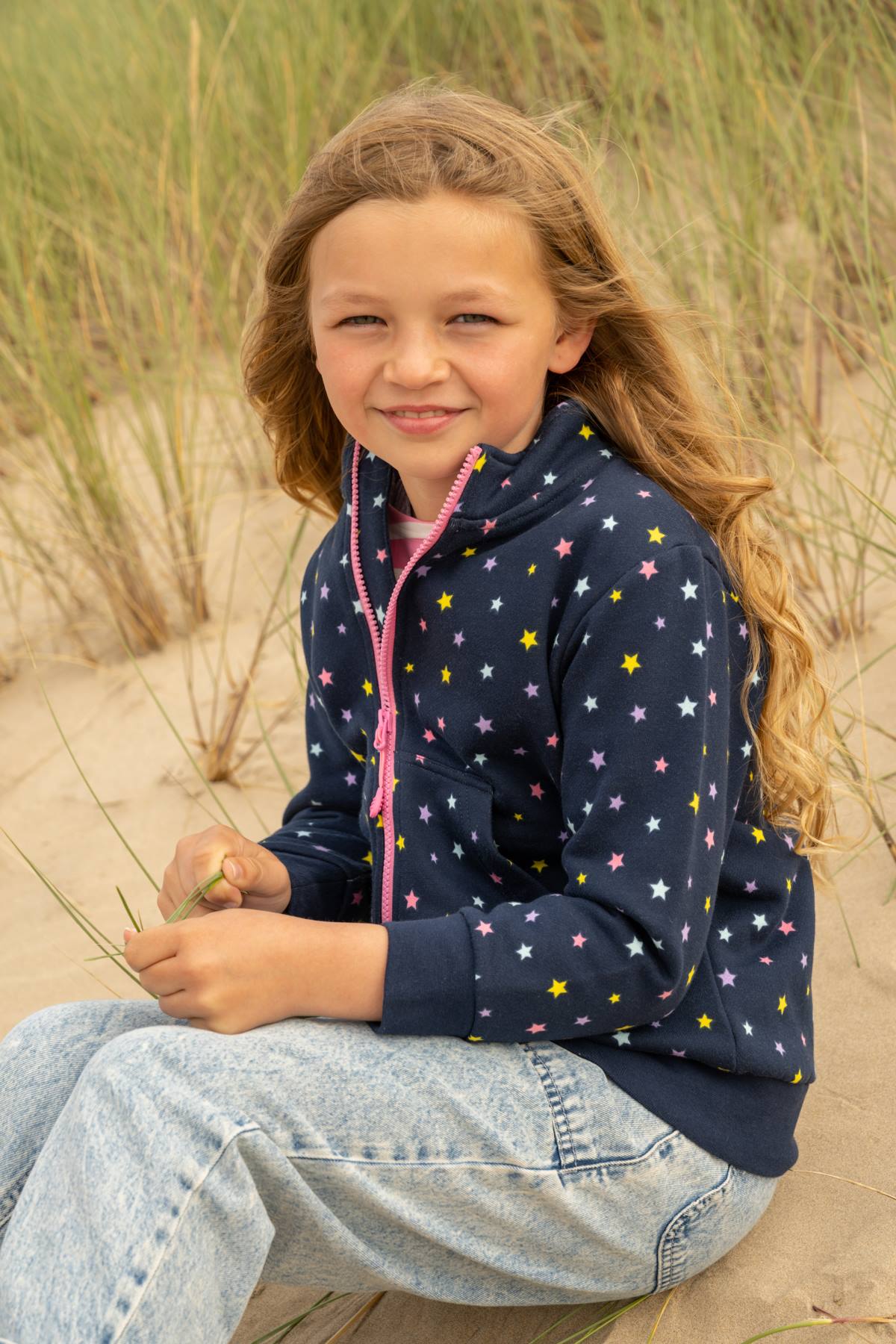 Ava Full Zip Top - Navy Star Print - Lighthouse