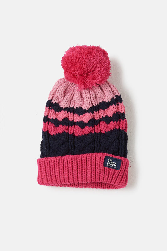 Bobbie Bobble Hat - Pink Navy Stripe-Lighthouse