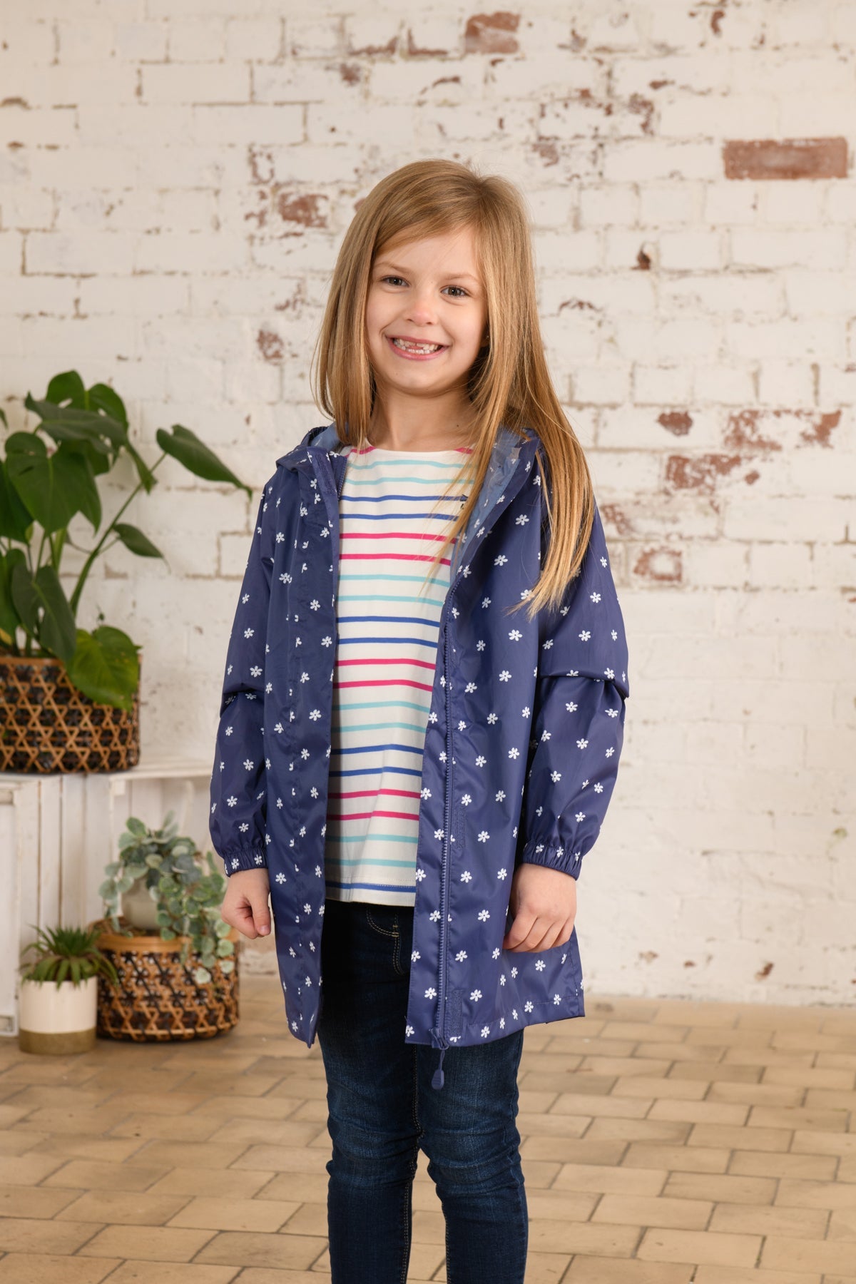 Cara Kids Rain Parka - Navy Floral - Lighthouse