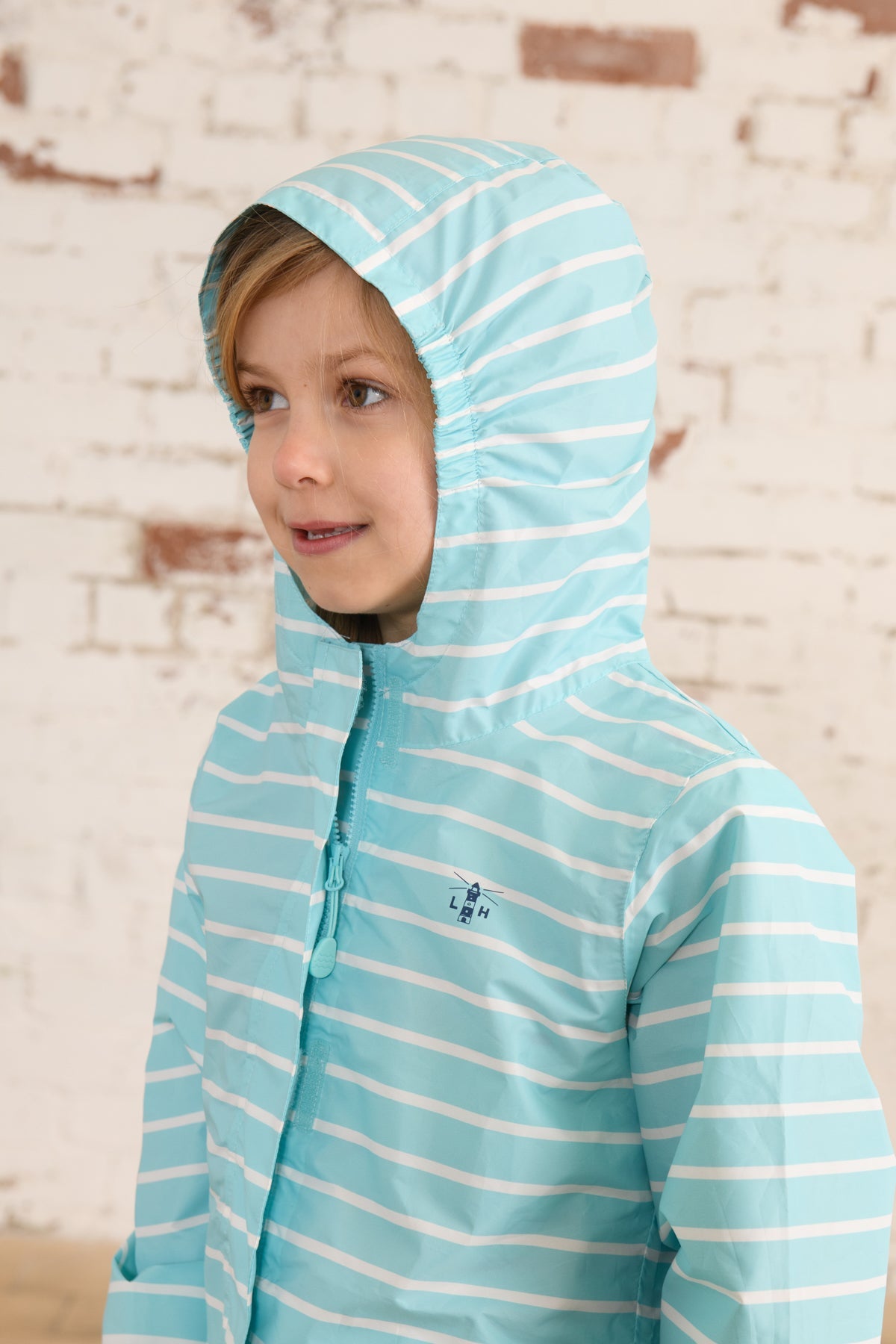 Cara Kids Rain Parka - Soft Turquoise Stripe-Lighthouse