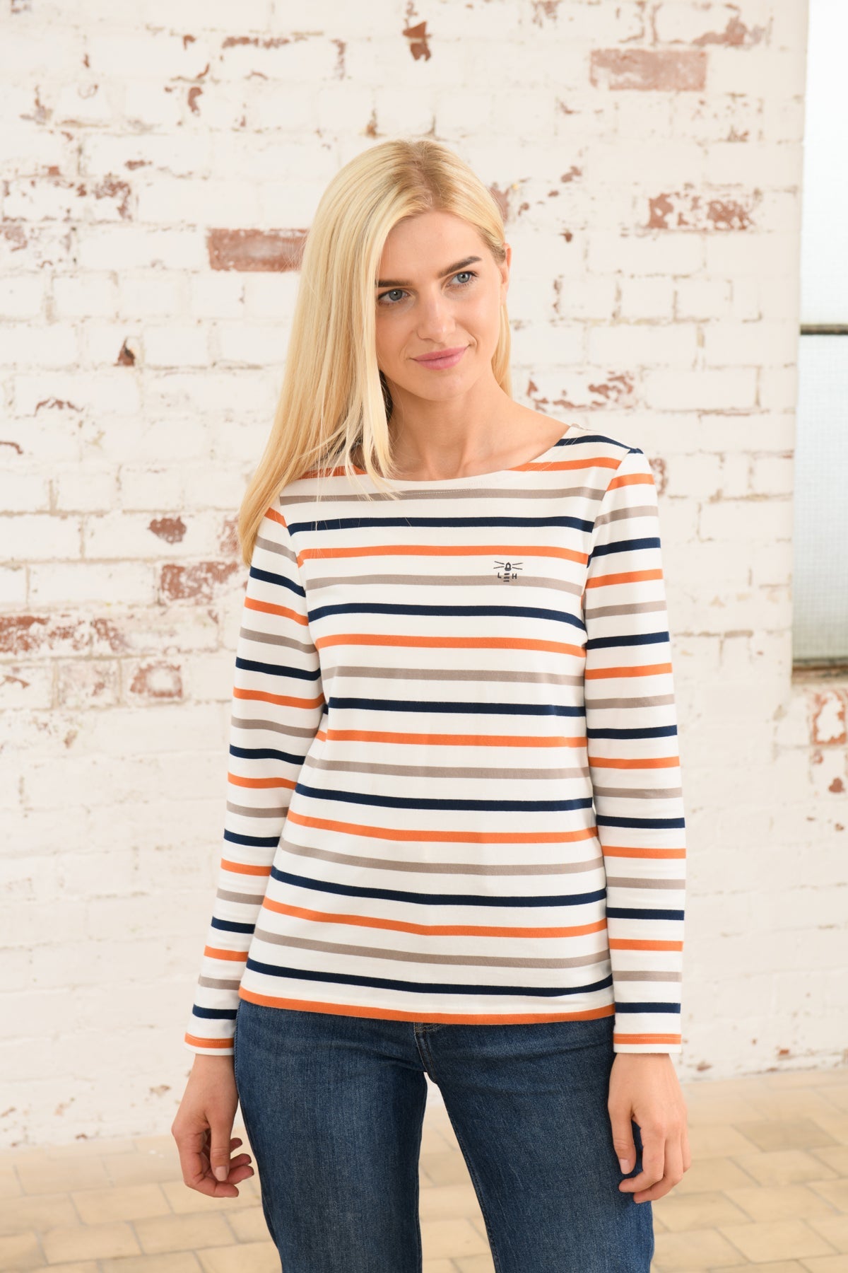 Causeway Breton Top - Mocha Orange Stripe-Lighthouse