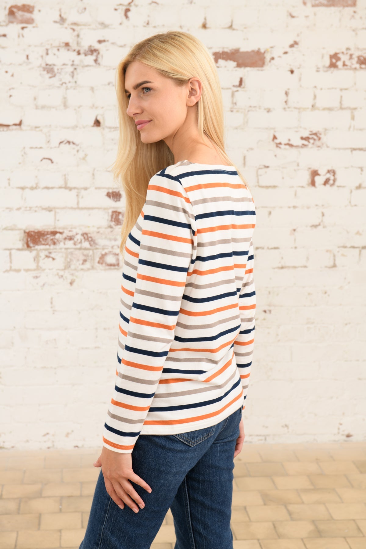 Causeway Breton Top - Mocha Orange Stripe-Lighthouse