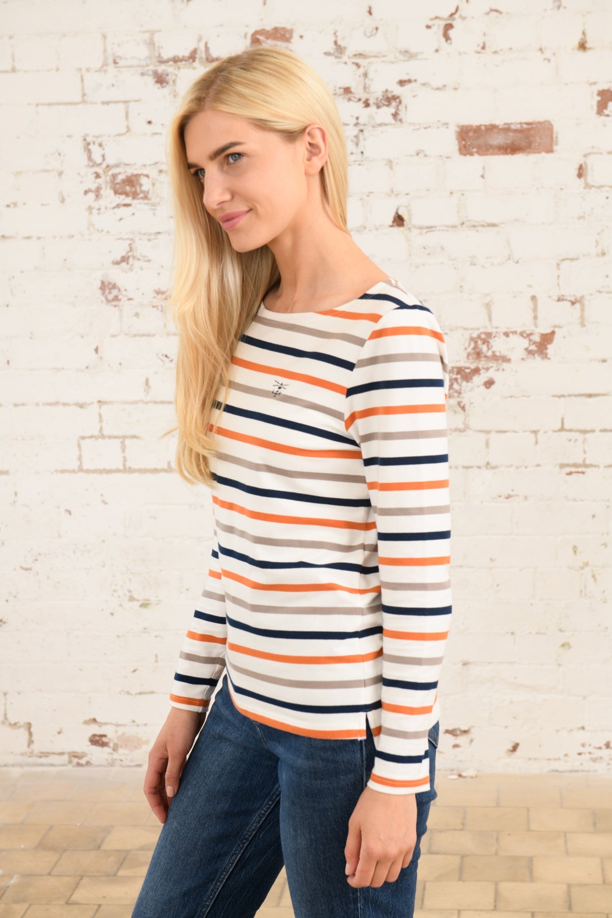 Causeway Breton Top - Mocha Orange Stripe-Lighthouse