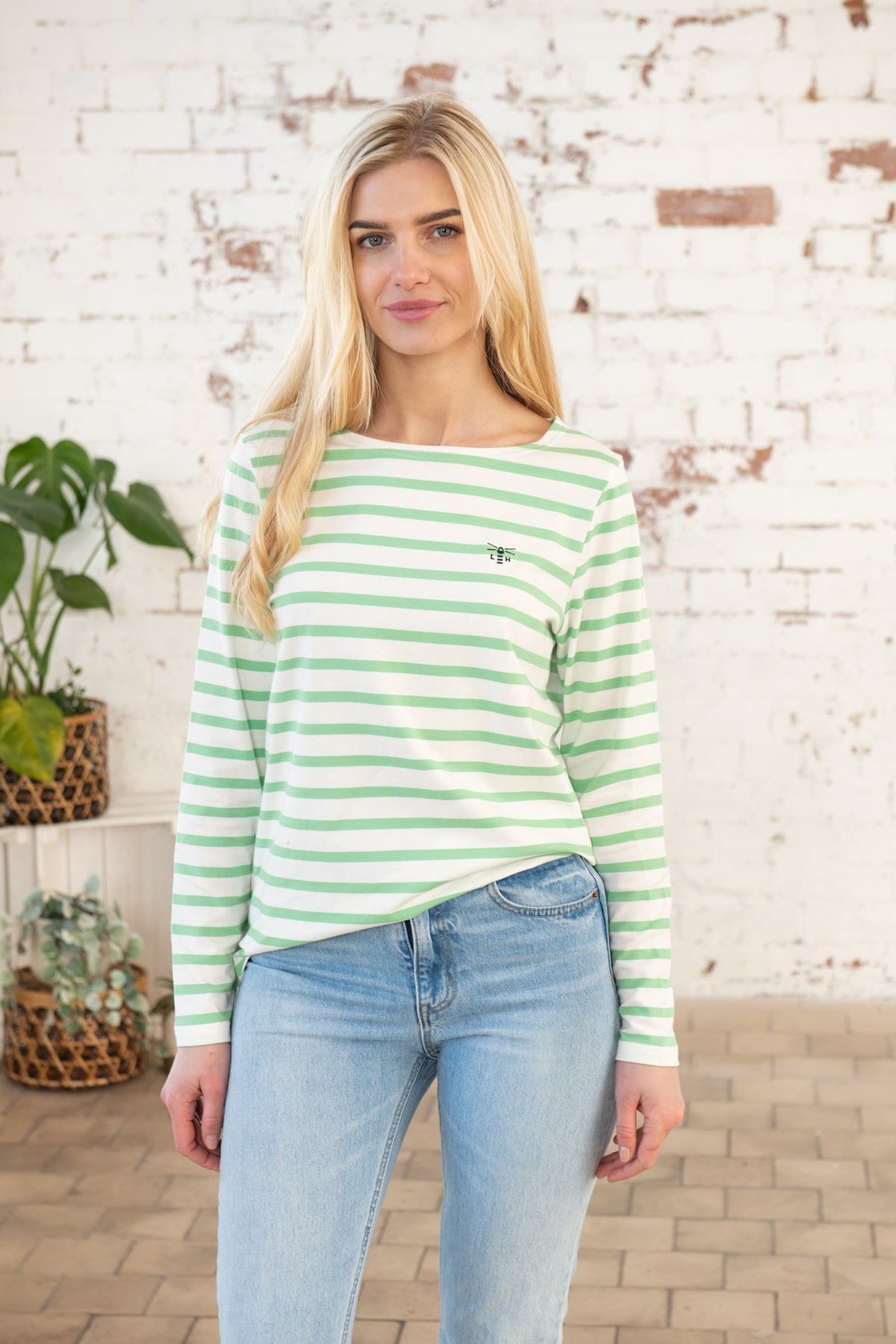 Causeway Breton Top - Pistachio Stripe-Lighthouse