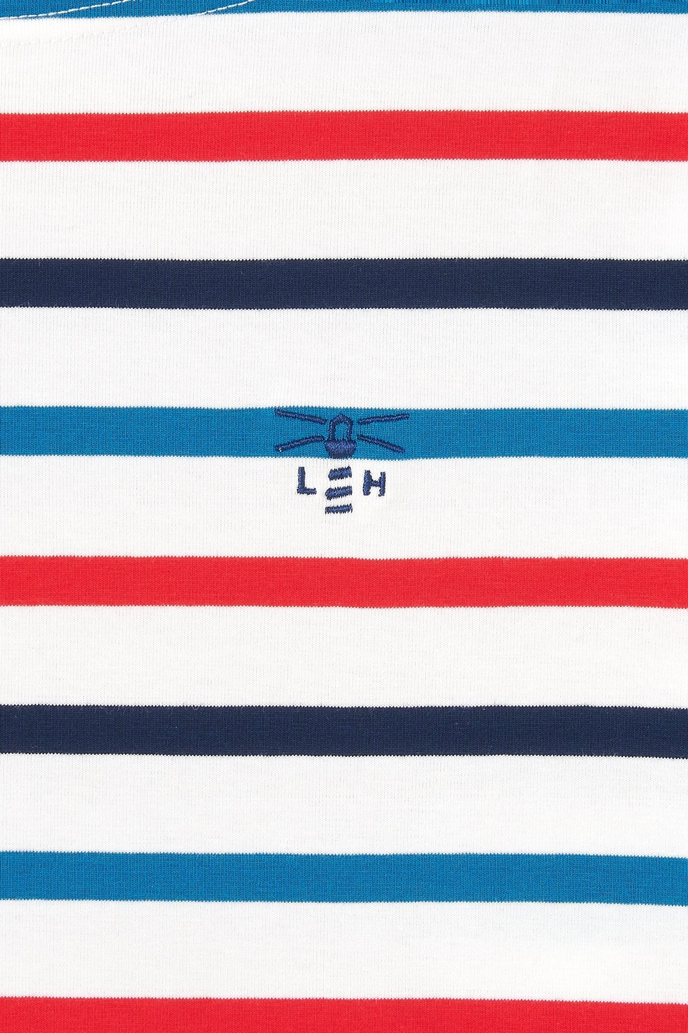 Causeway Breton Top - Redcurrant Teal Stripe-Women's Tops-Lighthouse
