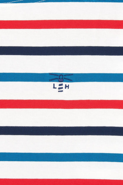 Causeway Breton Top - Redcurrant Teal Stripe-Women's Tops-Lighthouse