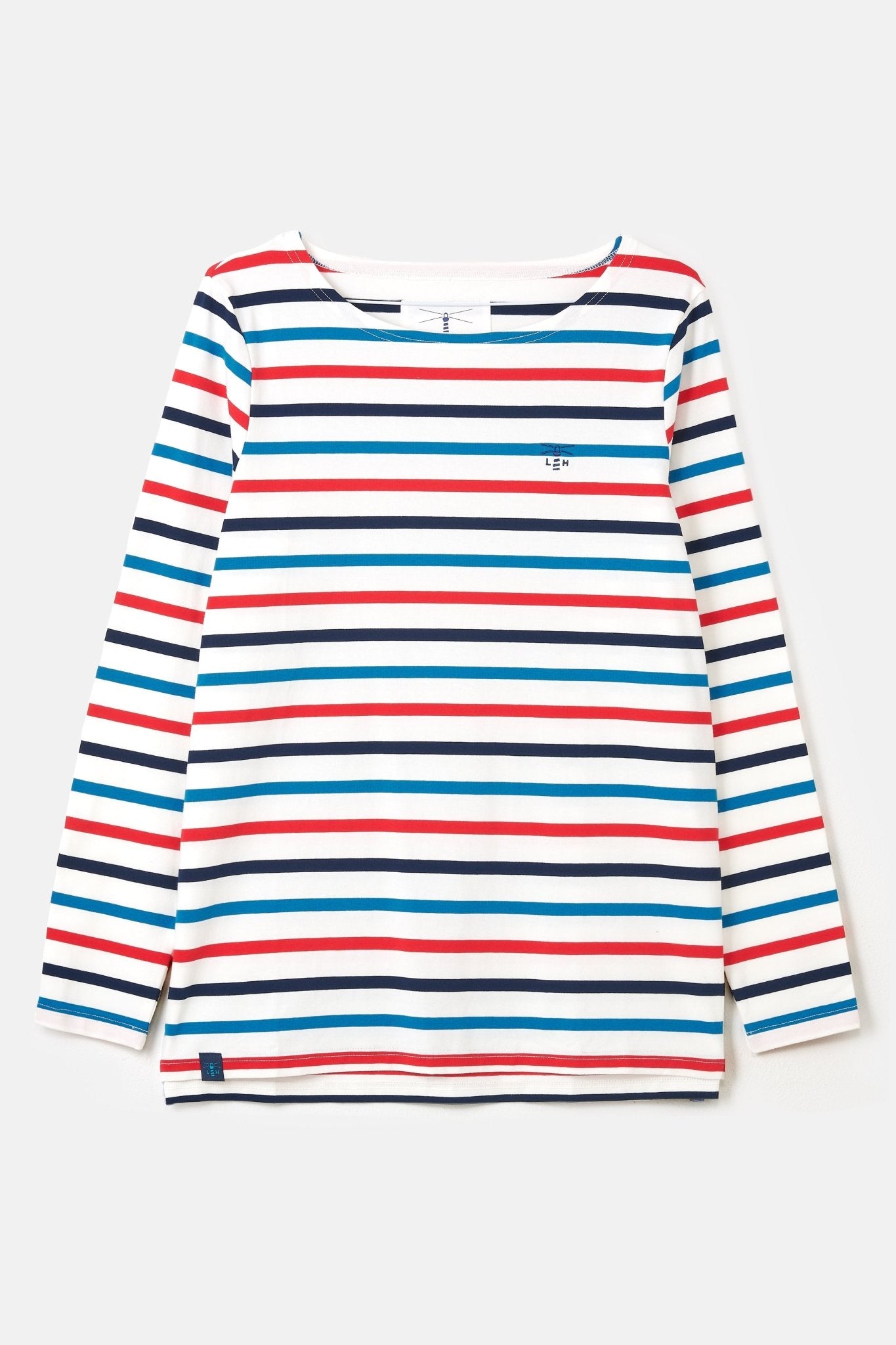 Causeway Breton Top - Redcurrant Teal Stripe-Women's Tops-Lighthouse