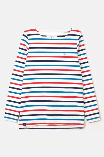 Causeway Breton Top - Redcurrant Teal Stripe-Women's Tops-Lighthouse