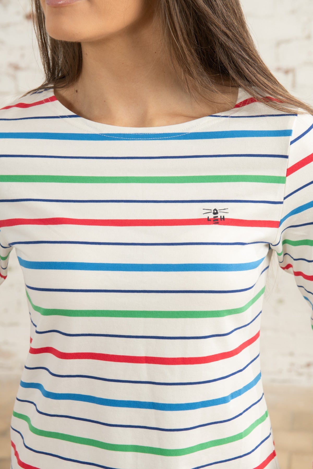 Causeway Breton Top - Seagrass Blue Poppy Stripe-Lighthouse