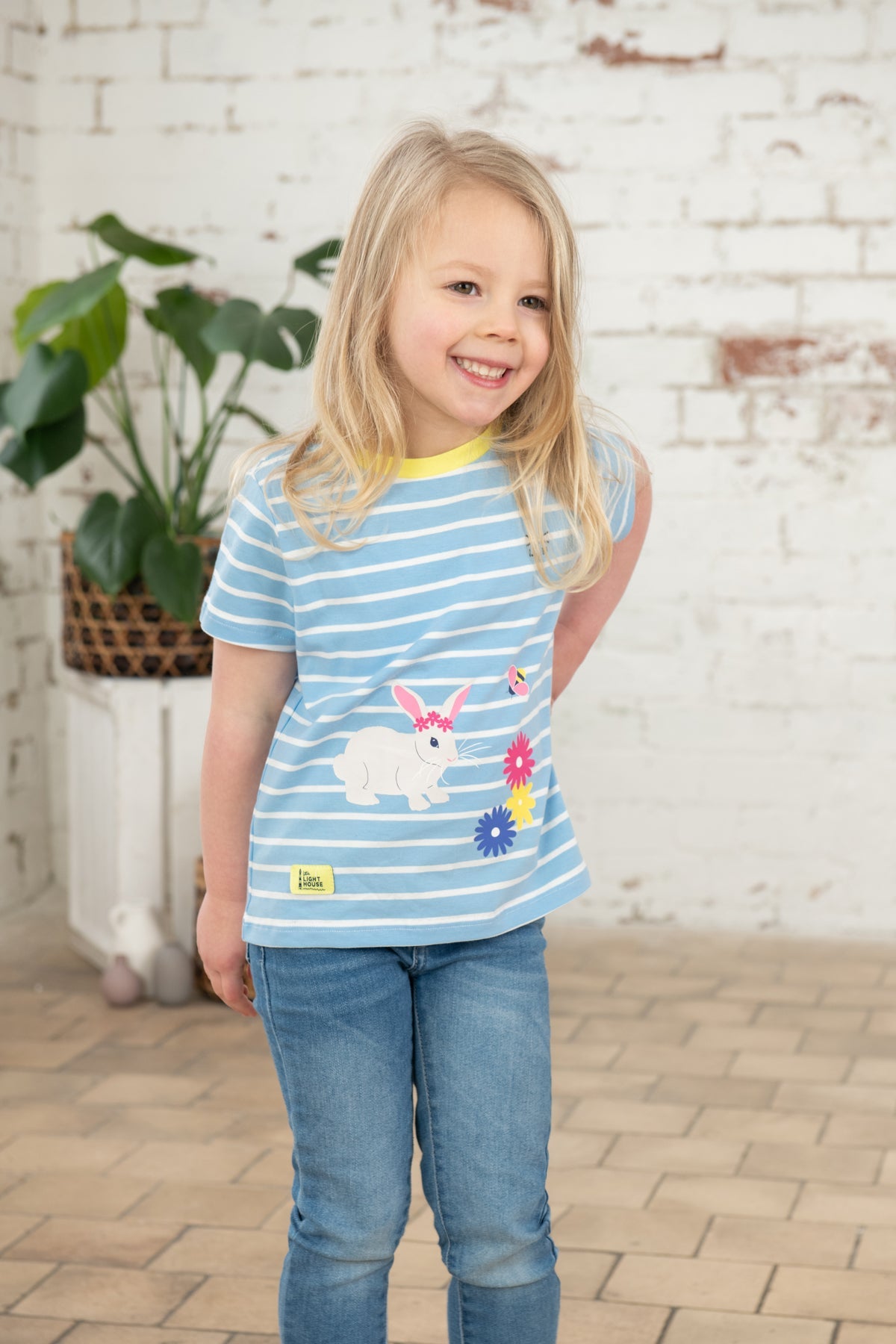 Causeway girls' t-shirt, Blue Stripe Bunny