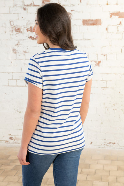 Causeway Tee - Indigo Stripe-Lighthouse
