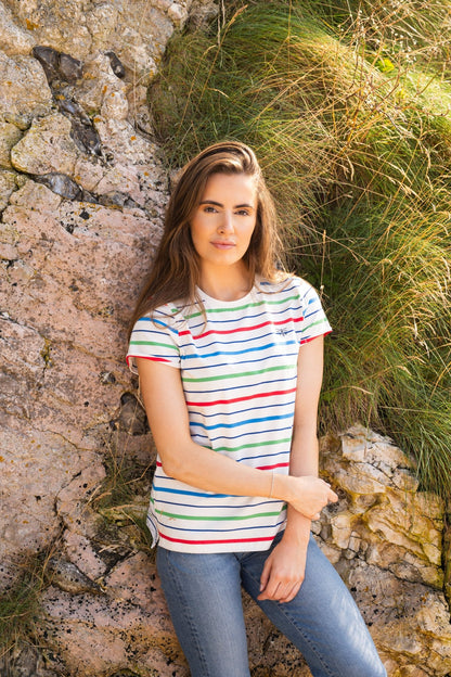 Causeway Tee - Seagrass Blue Poppy Stripe-Lighthouse