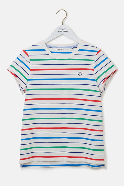 Causeway Tee - Seagrass Blue Poppy Stripe-Lighthouse