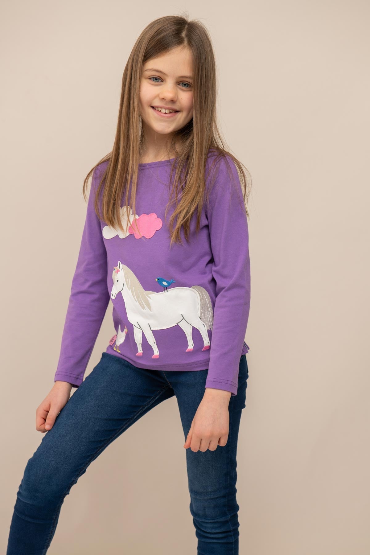 Causeway Top - Pony Appliqué - Lighthouse