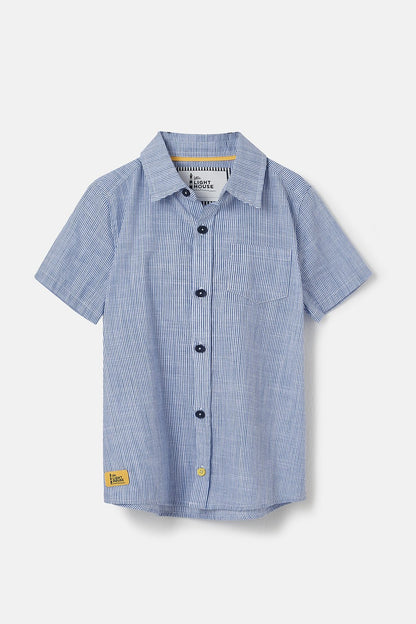 Elliot Short Sleeve Shirt - Blue Stripe - Lighthouse