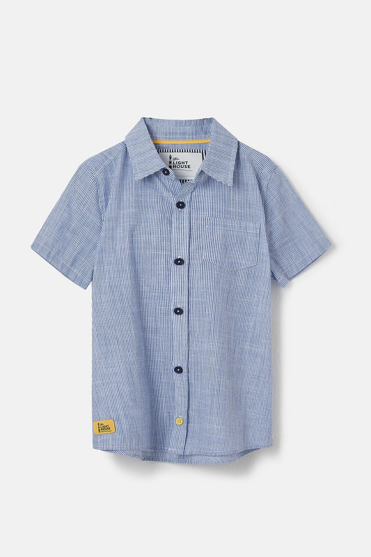 Elliot Short Sleeve Shirt - Blue Stripe - Lighthouse