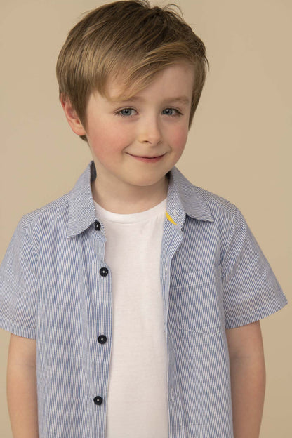 Elliot Short Sleeve Shirt - Blue Stripe - Lighthouse