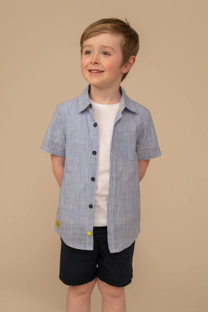 Elliot Short Sleeve Shirt - Blue Stripe - Lighthouse