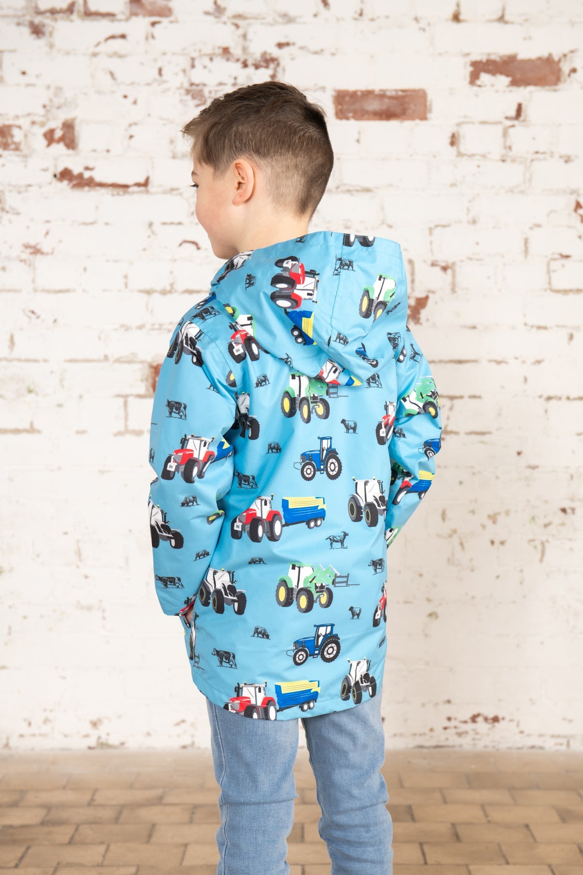 Ethan Jacket - Blue Tractor Print-Lighthouse