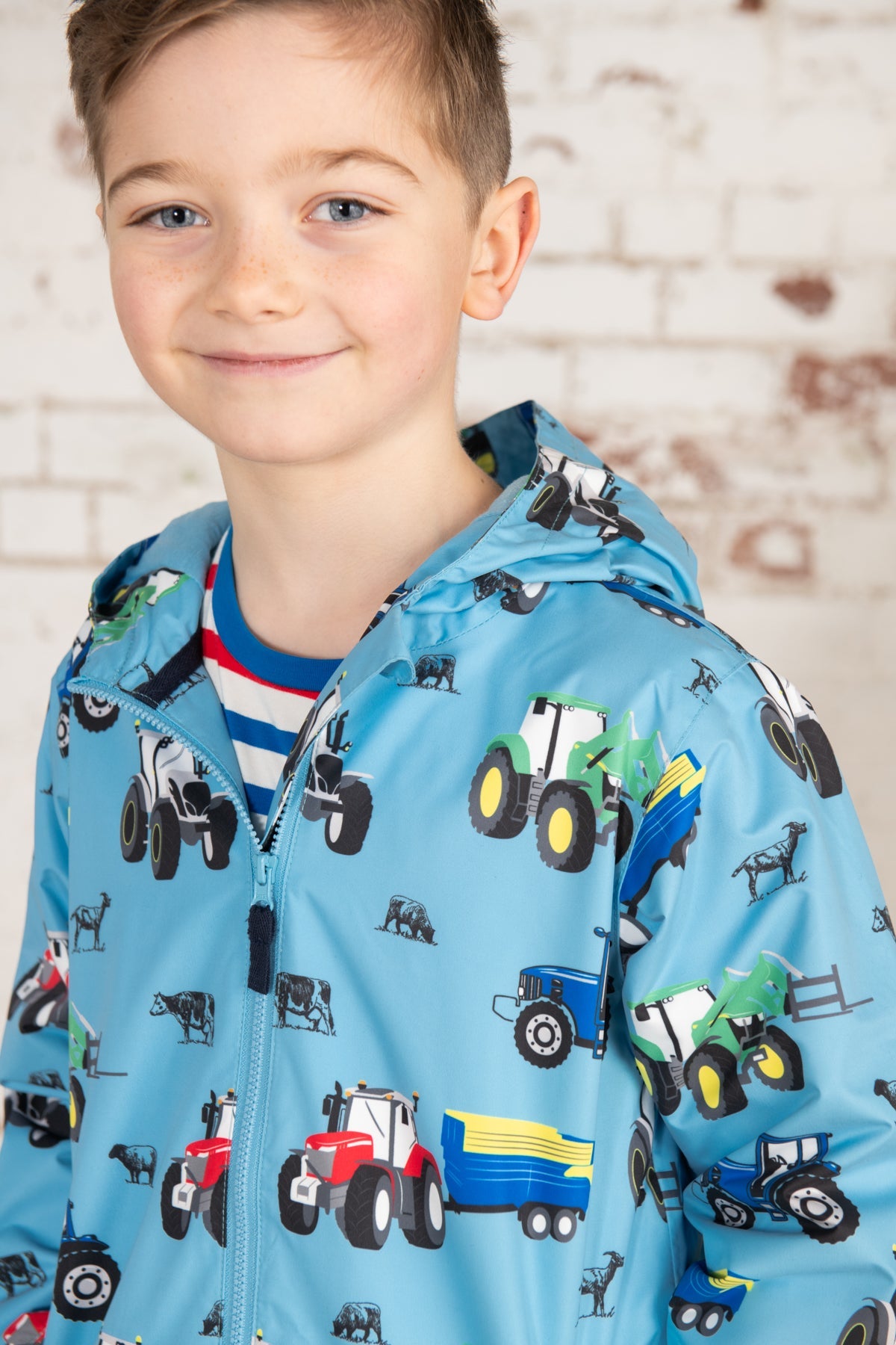 Ethan Jacket - Blue Tractor Print-Lighthouse