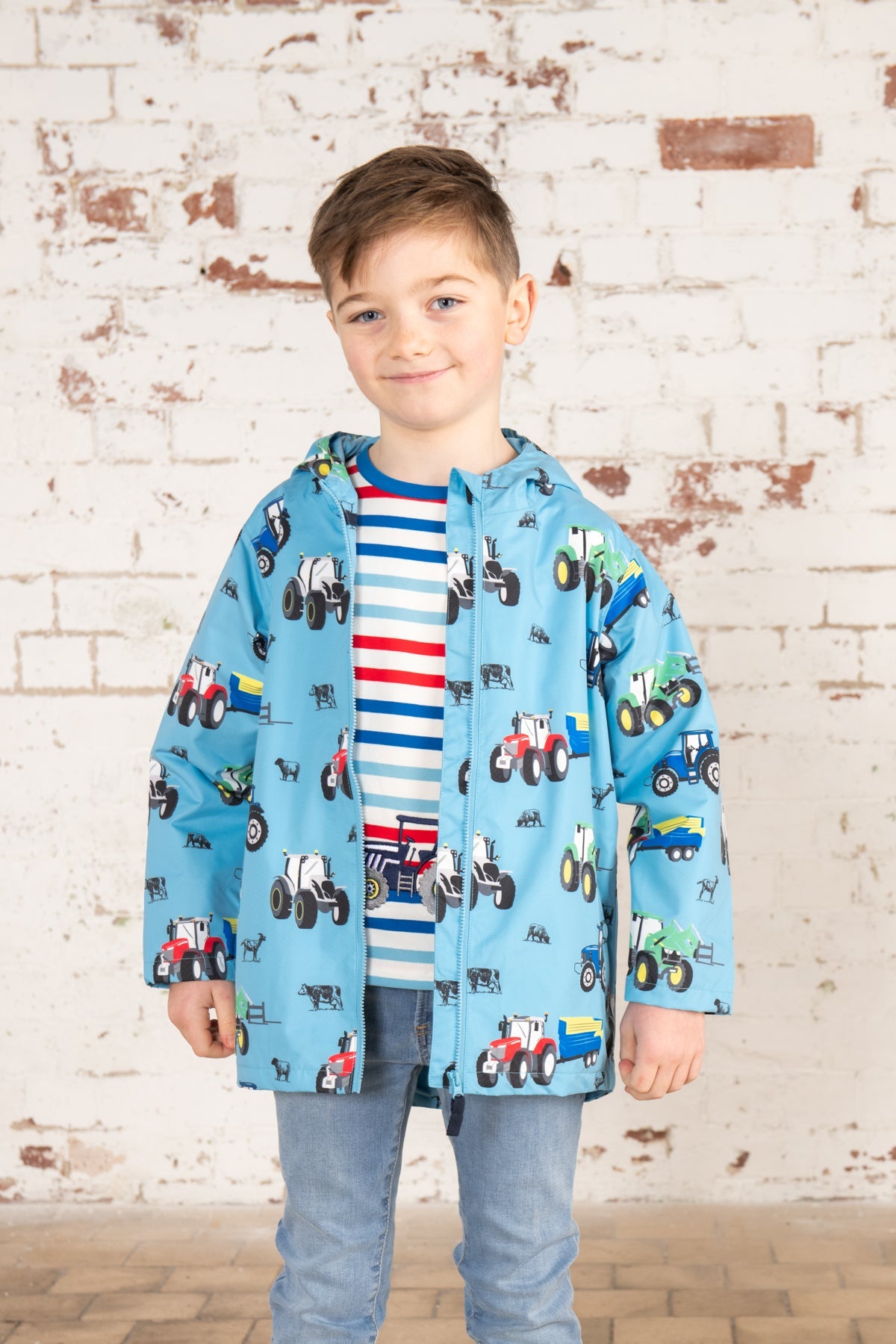 Ethan Jacket - Blue Tractor Print-Lighthouse