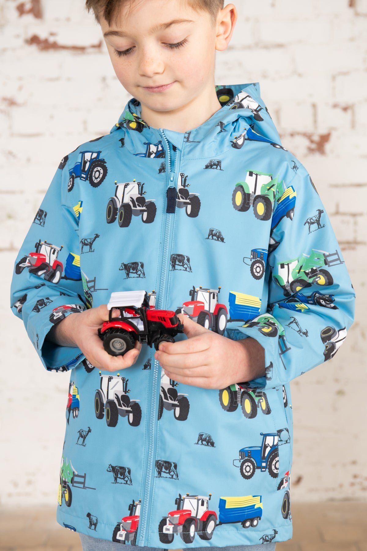 Ethan Jacket - Blue Tractor Print-Lighthouse