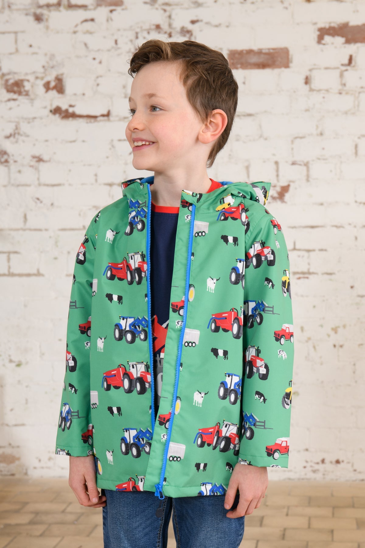 Ethan Jacket - Peagreen Tractor Print