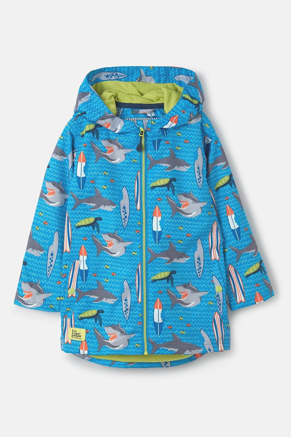 Ethan boys' waterproof jacket, Shark Surf Print