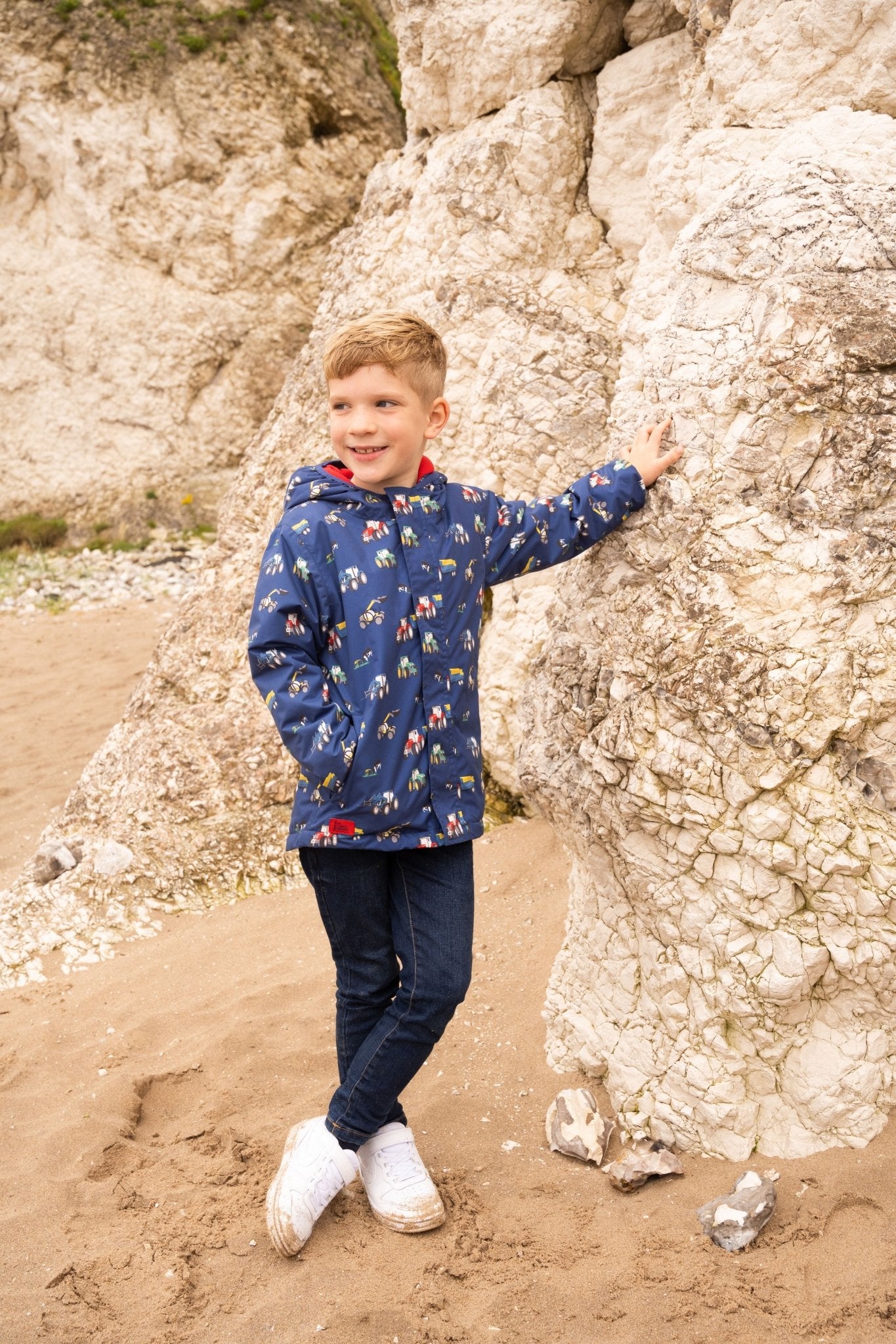 Finlay Coat - Navy Tractor Print - Lighthouse
