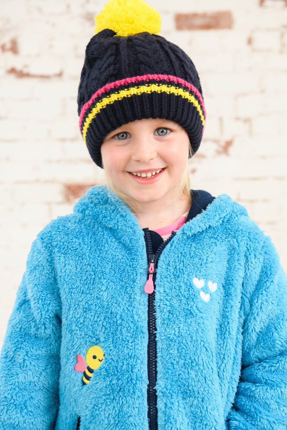 Gracie Sherpa Fleece - Bright Teal Bee - Lighthouse