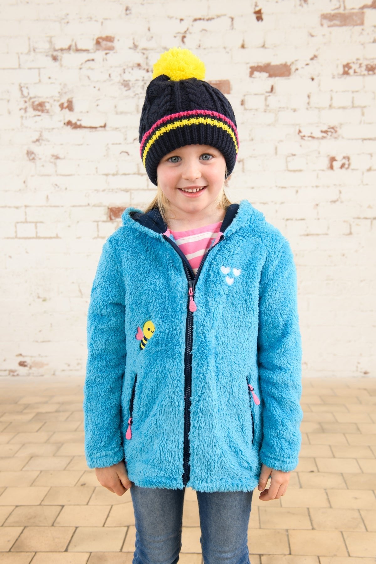 Gracie Sherpa Fleece - Bright Teal Bee - Lighthouse