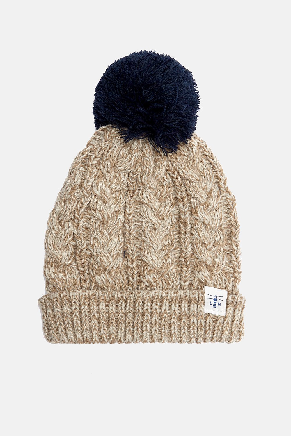 Hannah Bobble Hat - Almond Navy-Lighthouse