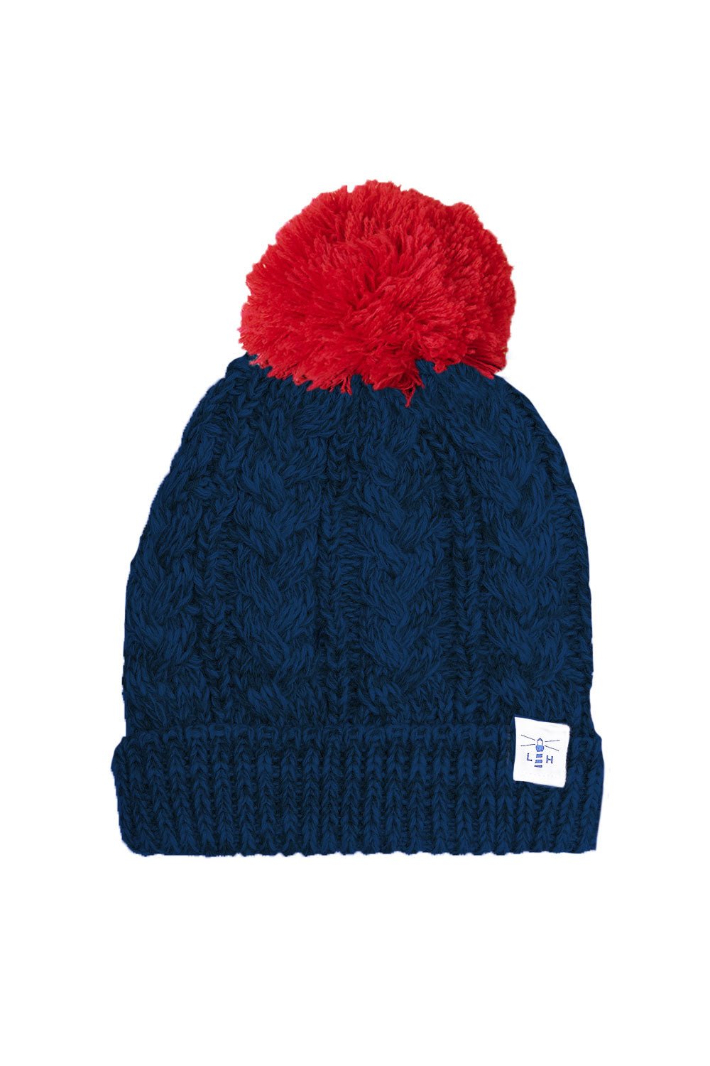 Hannah Bobble Hat - Navy Red