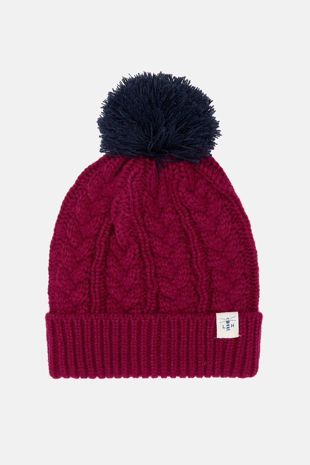 Hannah Bobble Hat - Redcurrant Navy-Lighthouse