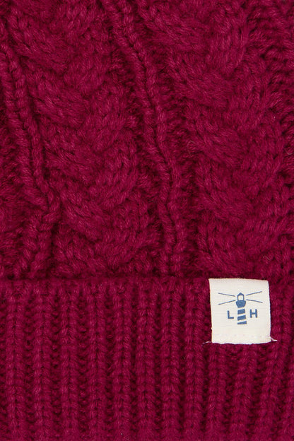 Hannah Bobble Hat - Redcurrant Navy-Lighthouse