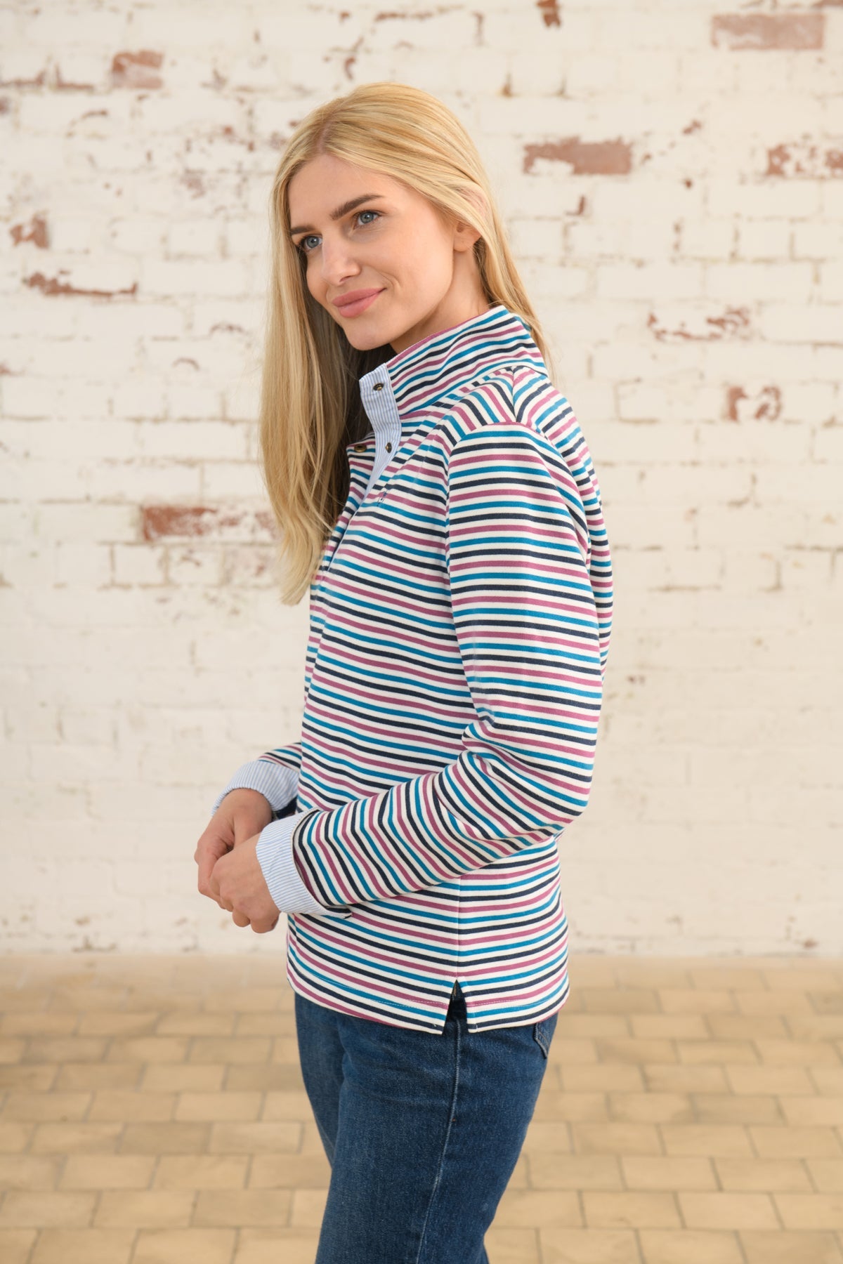 Haven Jersey - Berry Teal Stripe