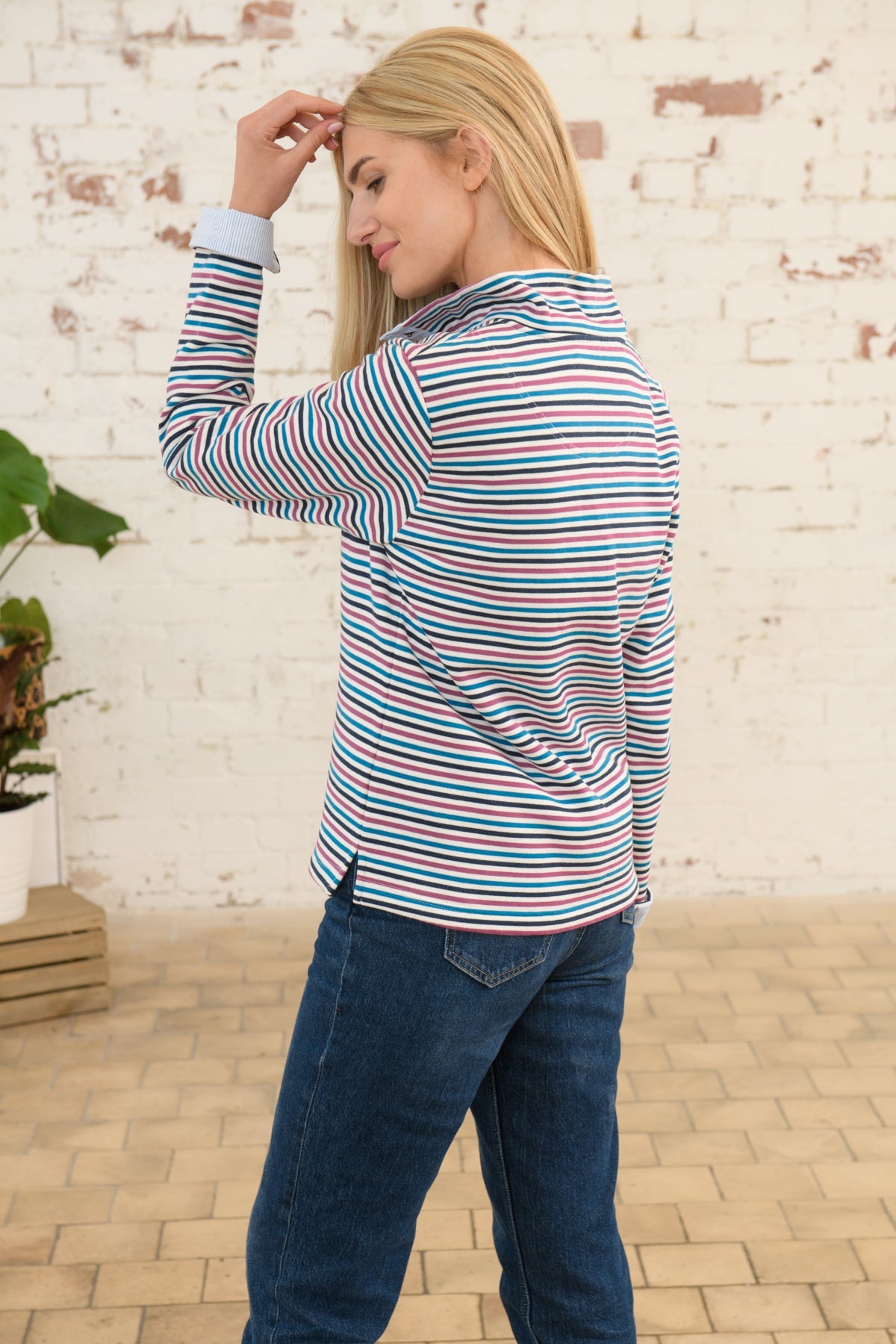 Haven Jersey - Berry Teal Stripe