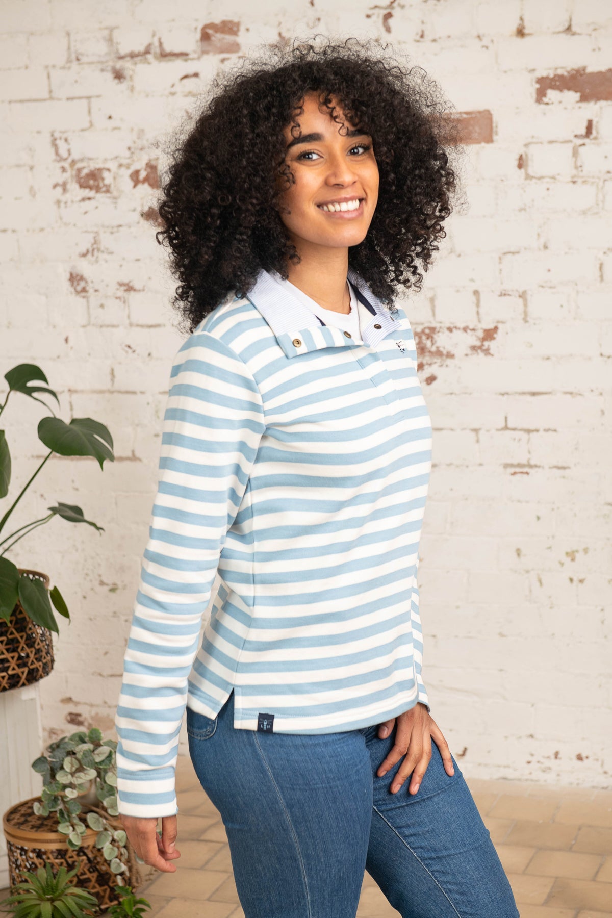 Haven women's Sweatshirt, Pale Blue Stripe
