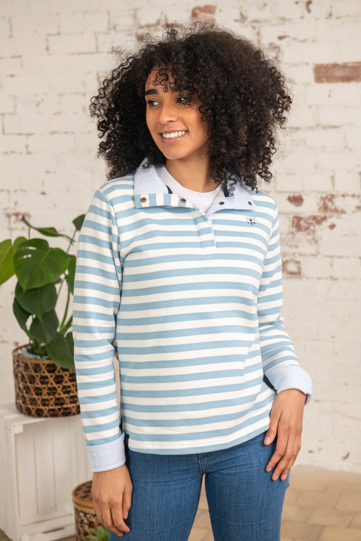 Haven women's Sweatshirt, Pale Blue Stripe