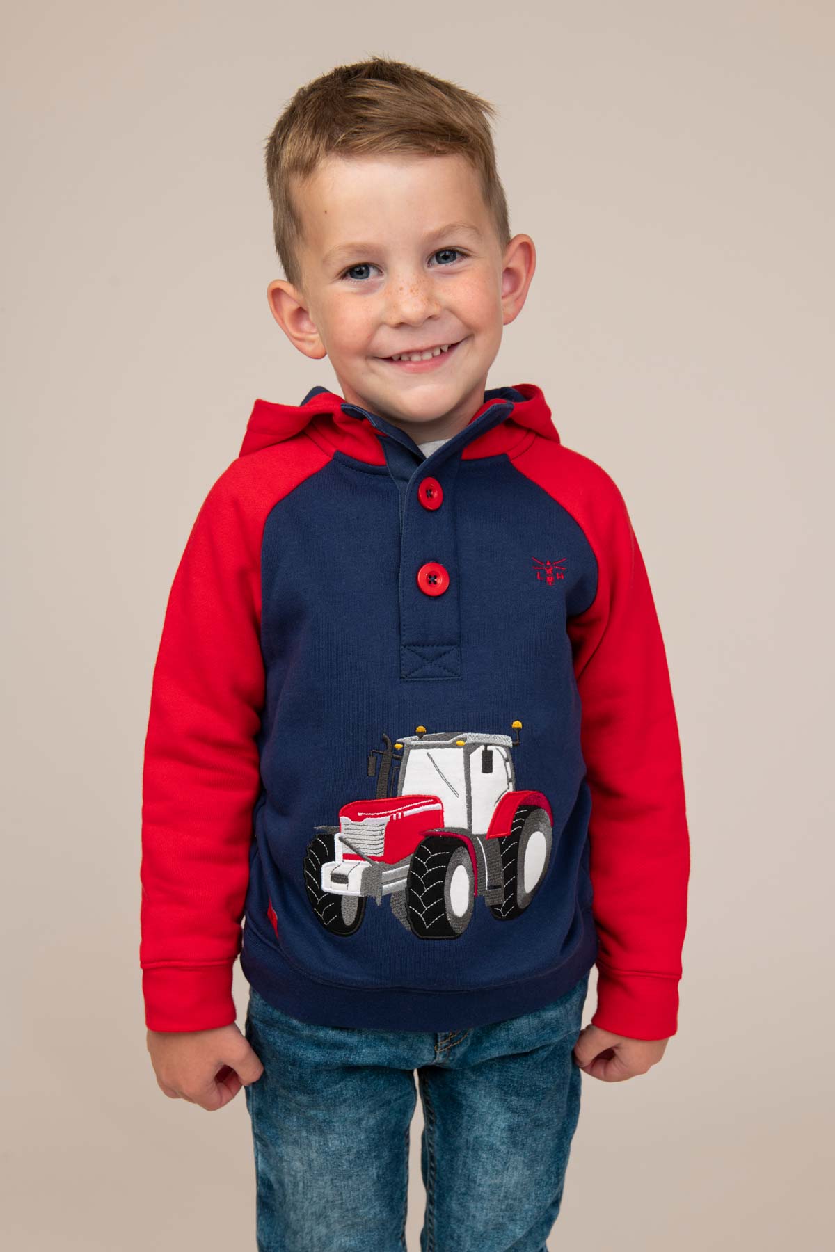 Jack Hoodie - Red Tractor Appliqué - Lighthouse
