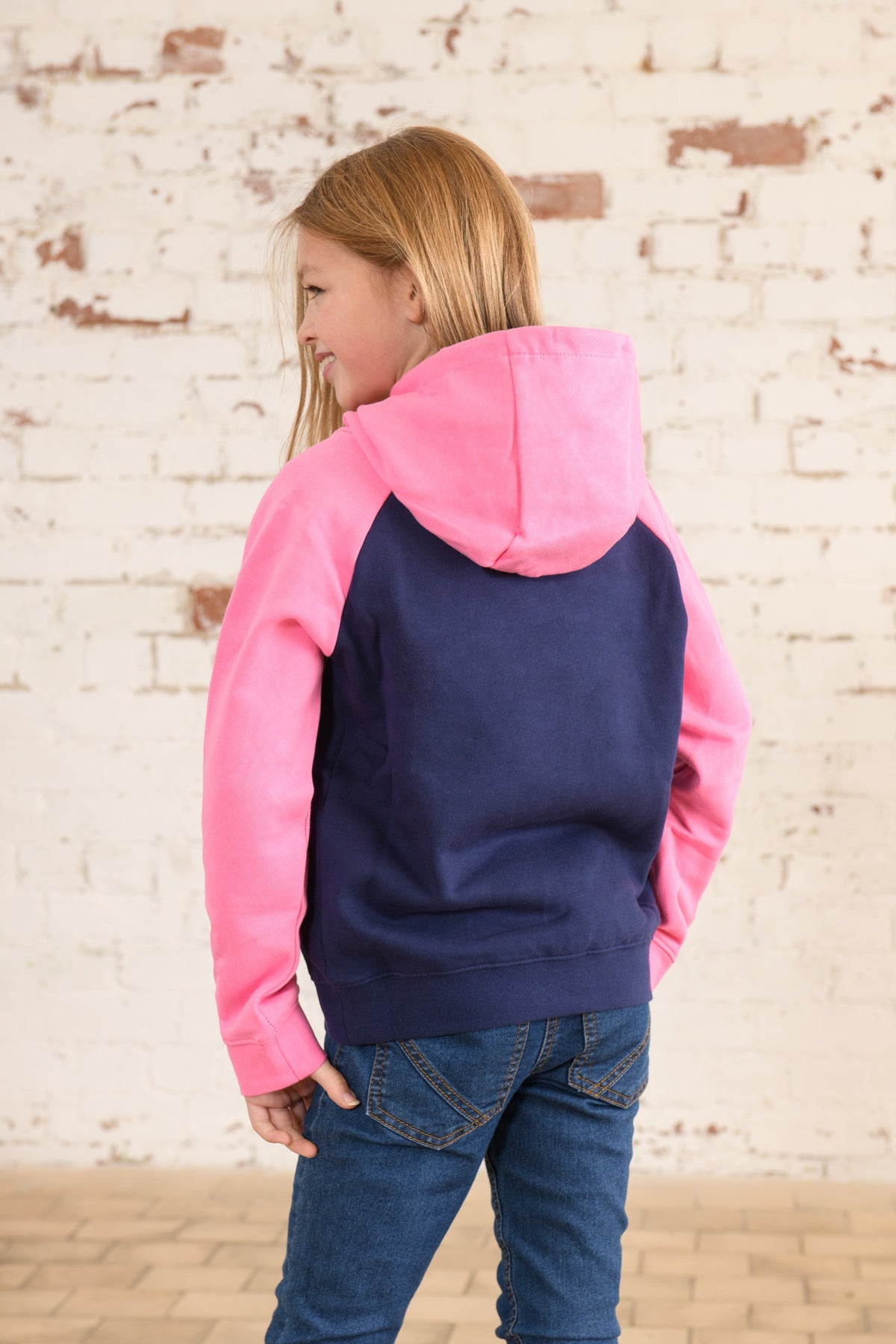 Jill Hoodie - Pink Tractor Appliqué-Lighthouse