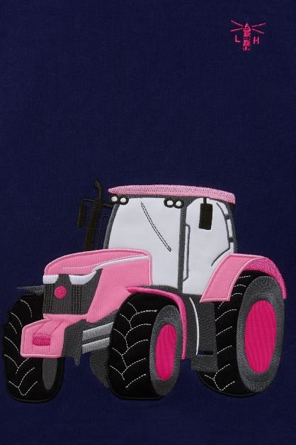 Jill Hoodie - Pink Tractor Appliqué