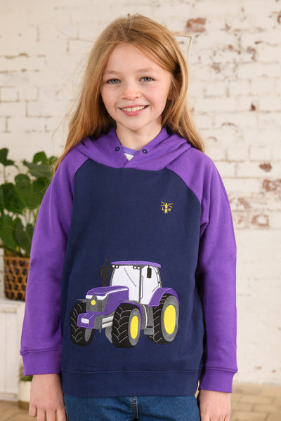 Jill Hoodie. Girls' Purple Tractor Sweat | Lighthouse