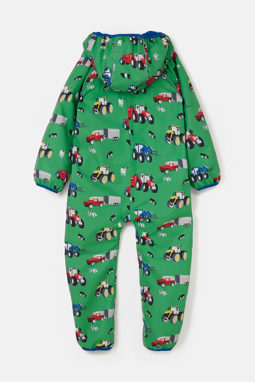 Jude kids' puddlesuit, Peagreen Tractor Print